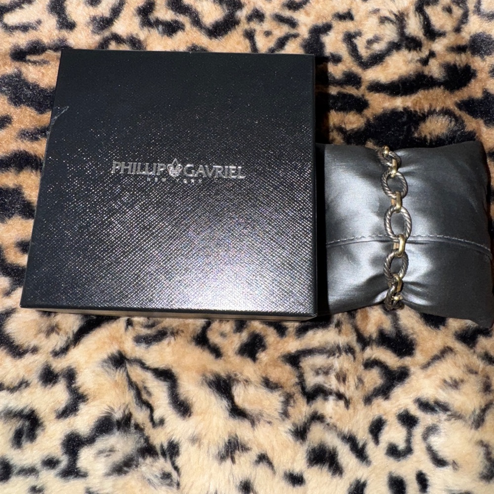 SILVER & 18K GOLD DOUBLE TWIST CHAIN LINK BRACELET